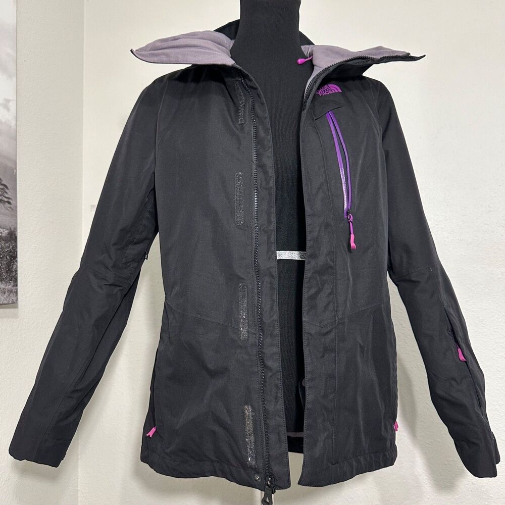 The North Face Steep Series Black Purple Waterproof Ski Jacket Womens Sz M Loop